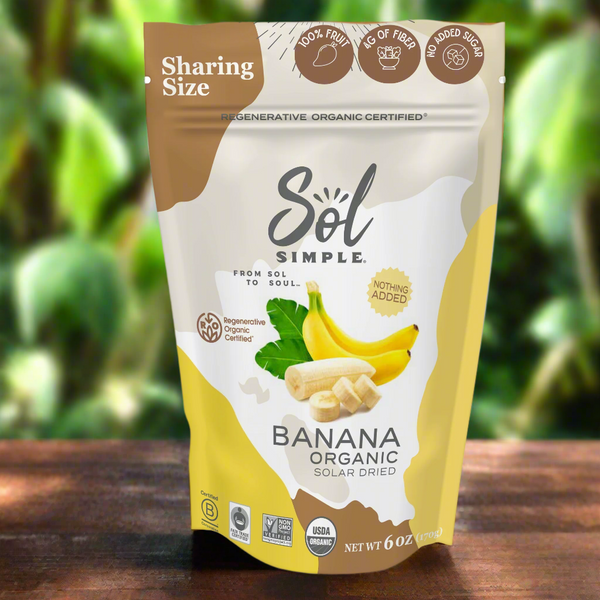 SOLAR DRIED BANANA REGENERATIVE ORGANIC CERTIFIED®  6 oz - 6 pack (10% discount)