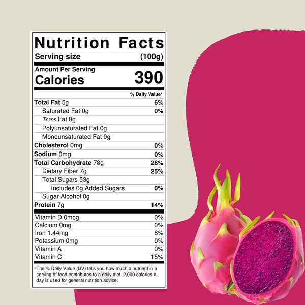 ORGANIC SOLAR DRIED DRAGON FRUIT (PITAHAYA) - 3 oz