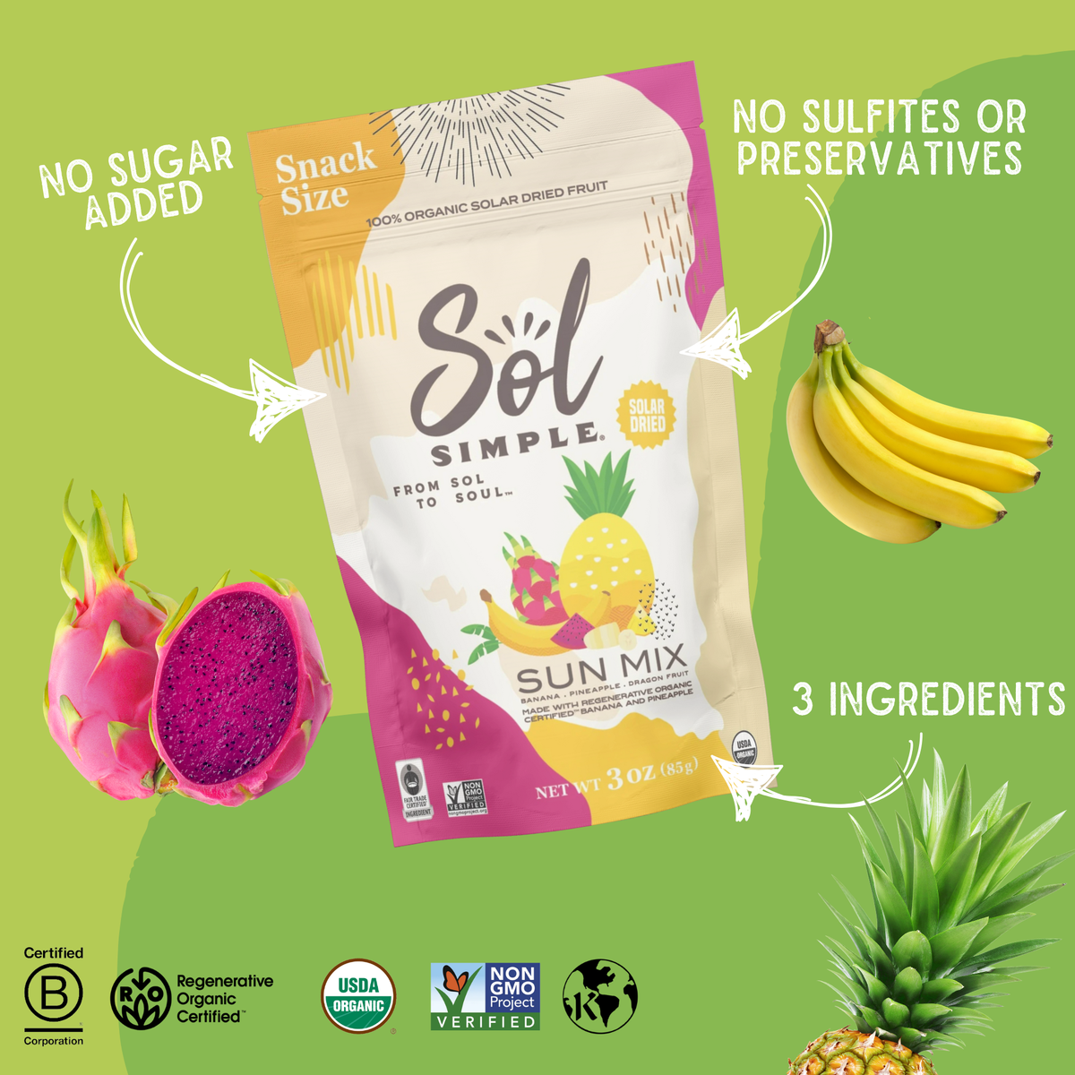 Organic Fruit Mix | Dried Fruit Trail Mix – Sol Simple LLC